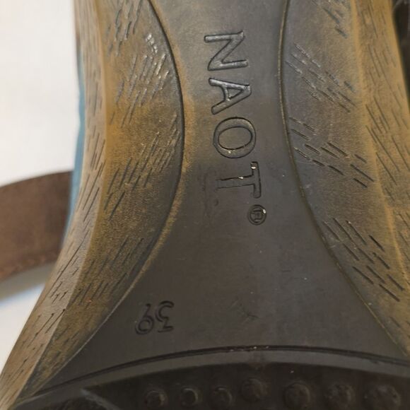 NAOT Dashing Pump Leather Mary Jane Heels Shoes Teal Brown 37/6-6.5 Hook & Loop - Picture 12 of 12